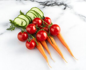 Canvas Print - Fresh Vegetables Marble Background Healthy Food