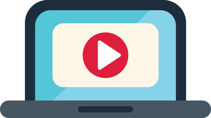 Wall Mural - video player interface with play button symbol displayed on a laptop screen, representing online vid