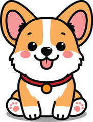 Wall Mural - Cute corgi puppy sitting cartoon, vector illustration