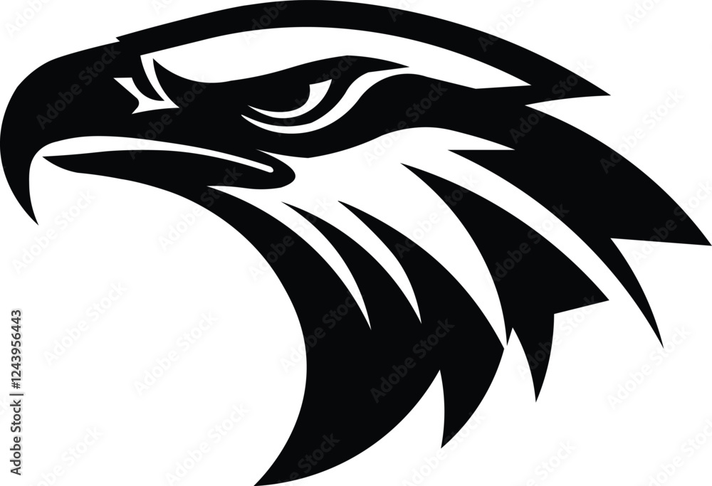 black and white eagle head vector illustration, can be used as a logo ...