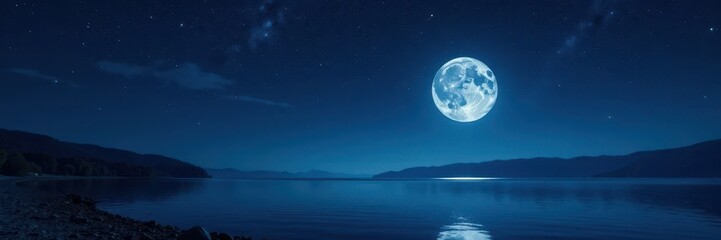Wall Mural - Serene moonlit scene, countless stars scattered across inky blackness , starry, starry night