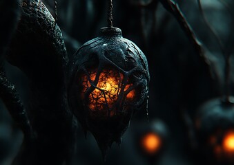 Poster - Glowing Orb Hanging Dark Forest Halloween Decor