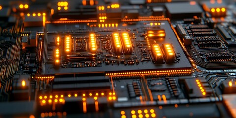 Illuminated Circuit Board Close-up