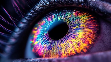Leinwandbilder - Vibrant digital eye radiating colors in surreal detail during a mesmerizing visual spectacle