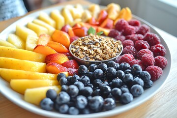 Wall Mural - Rainbow fruit platter breakfast kitchen table