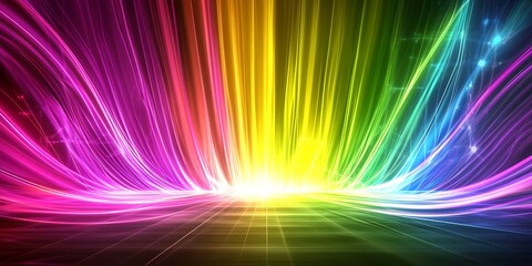 Poster - Rainbow light trails, digital art, bright background