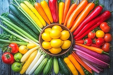 Wall Mural - Rainbow Veggie & Lemon Still Life