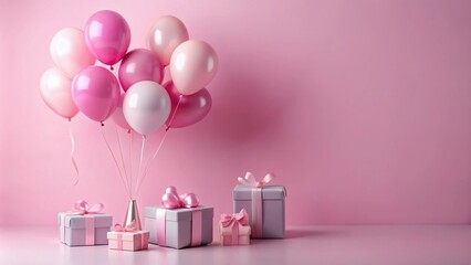 Wall Mural - Pink Balloons and Presents for a Festive Celebration