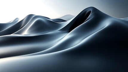 Abstract Dark Blue Metallic Rolling Hills Landscape