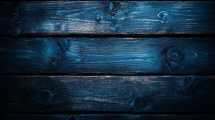 Canvas Print - Deep Blue Wooden Planks Background Texture