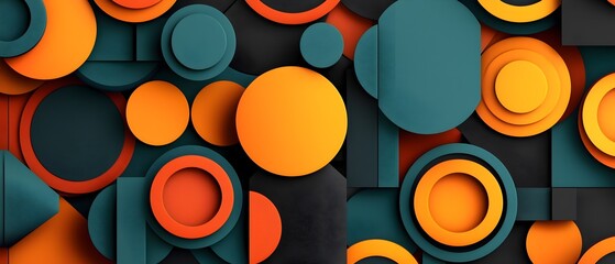 Wall Mural - a blue and orange background with many circles
