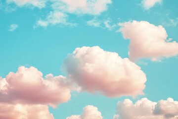 Wall Mural - aerial view of a plane flying through a cloudy blue sky with some clouds and sunlight