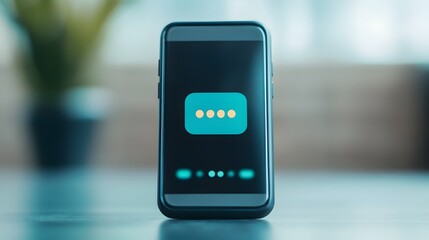Wall Mural - modern virtual assistant chat interface on smartphone screen