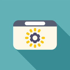 Wall Mural - browser window with settings sun or loading gear icon, symbolizing web performance optimization and 