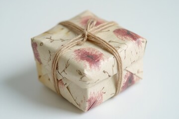 Canvas Print - A small gift wrapped in paper and tied with twine, ready to be given or received