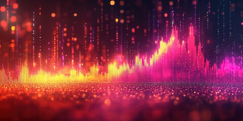 Wall Mural - colorful sound wave visualization illustrating music frequency patterns in a digital setting