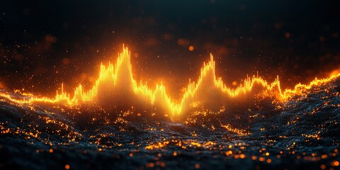 Wall Mural - vibrant sound wave visualization in an electrifying orange and black color palette showcasing dynami