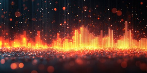 Wall Mural - visual representation of vibrant sound waves in a dynamic digital landscape