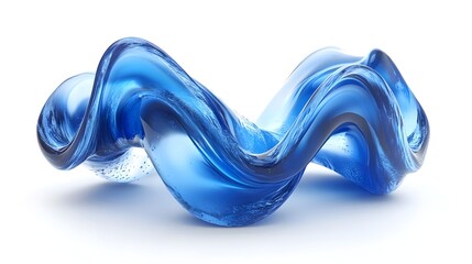 Fototapete - Mesmerizing abstract background featuring a dynamic and flowing blue liquid wave design  The smooth organic curves and transparent glassy texture create a captivating and ethereal visual effect
