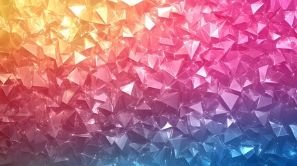 Fototapete - Mesmerizing abstract background featuring a dynamic mosaic pattern of multicolored faceted and iridescent prismatic triangles creating a captivating kaleidoscopic effect
