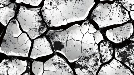 Aufkleber - Mesmerizing Monochromatic Cracked Earth Texture Abstract Background