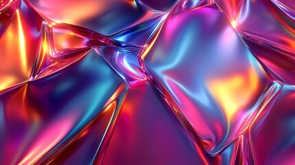 Fototapete - Mesmerizing prismatic explosion of vibrant geometric patterns and glowing luminous lights in a dynamic futuristic and visually captivating abstract design  Kaleidoscopic iridescent