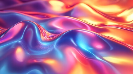 Aufkleber - Mesmerizing Waves of Vibrant Digital Abstraction with Hypnotic Liquid Curves and Dimensional Patterns  Captivating flowing shapes swirling forms and prismatic colors create a surreal futuristic