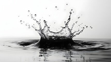 Leinwandbilder - Powerful water droplet splash creating dynamic and abstract monochrome liquid art with flowing dispersing and spraying effects  The image showcases the energy