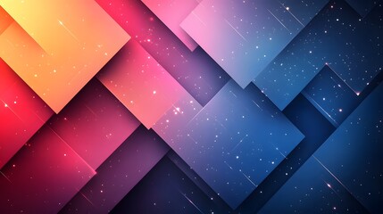 Poster - Stunning abstract cosmic landscape with glowing geometric shapes vibrant gradient colors and a starry night sky background