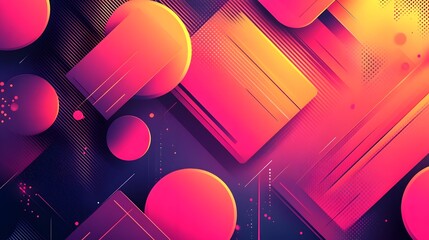 Fototapete - Vibrant and dynamic abstract background featuring a composition of geometric shapes neon color gradients and mesmerizing cosmic inspired visuals