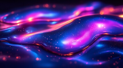 Wall Mural - Abstract Neon Liquid Waves Glowing Brightly