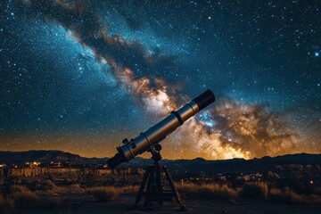 Wall Mural - Star trails captured through telescope in remote area under a clear night sky