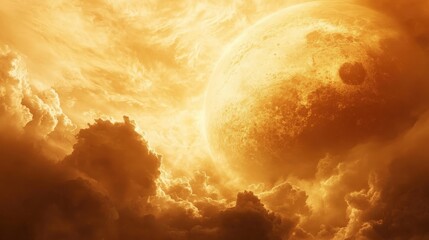 Wall Mural - venus, shrouded in thick clouds, with hints of its extreme temperatures and conditions, making it on