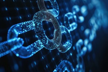 Wall Mural - pulsating dots create dynamic representation of blockchain technology