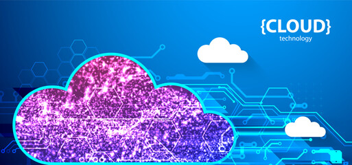 Leinwandbilder - Storage technology. Integrated digital web concept background. Cloud element created from shining particles.