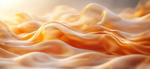 Elegant Golden Silk Waves Abstract Background Design with Soft Light and Modern Texture