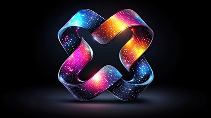 Wall Mural - abstract glowing ribbons form a cosmic x shape
