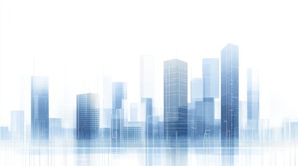 Wall Mural - modern city skyline with abstract blue and white elements