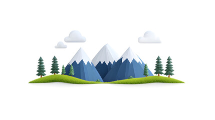 mountains landscape in digital polygonal style isolated on white background