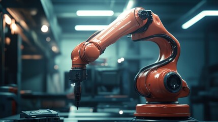 Sticker - Orange robotic arm assembling in factory