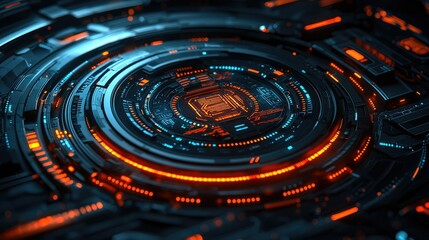 Futuristic Technology Abstract Circular System Design