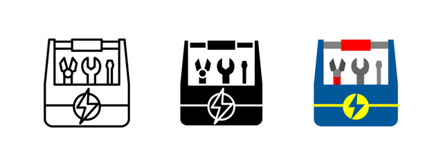 Wall Mural - tool box electrician icon. electrical repair vector illustration. maintenance service symbol. work k