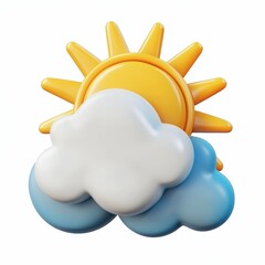 Wall Mural - partly cloudy weather icon with a sun and cloud isolated on white