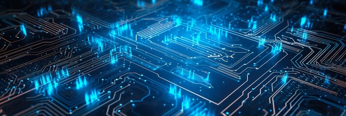 Wall Mural - Abstract Circuit - Futuristic Technology Processing with Circuit Board Array Background for Industry, Business and Communication