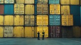 Security Personnel Inspecting a Shipping Container at a Port Customs Facility