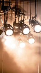Wall Mural - professional lighting equipment illuminating stage with smoke effect