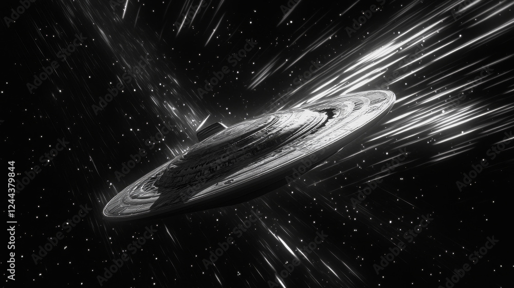 UFO icon, flying saucer with trails, alien spaceship or space galaxy ...