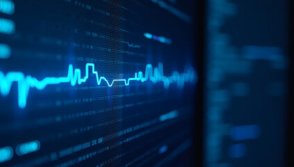 blue digital binary data on computer screen, technology Background