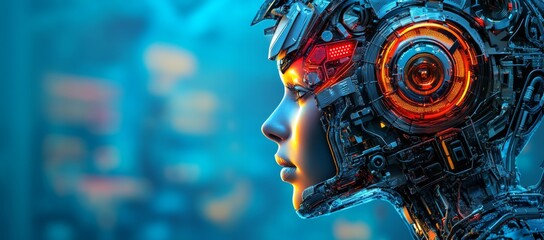 Woman blending with digital circuitry, symbolizing the confluence of stock and human connection