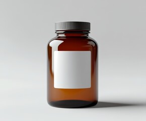 Poster - A single supplement bottle mock-up with a blank label, presented as a 3D illustration and isolated on a background